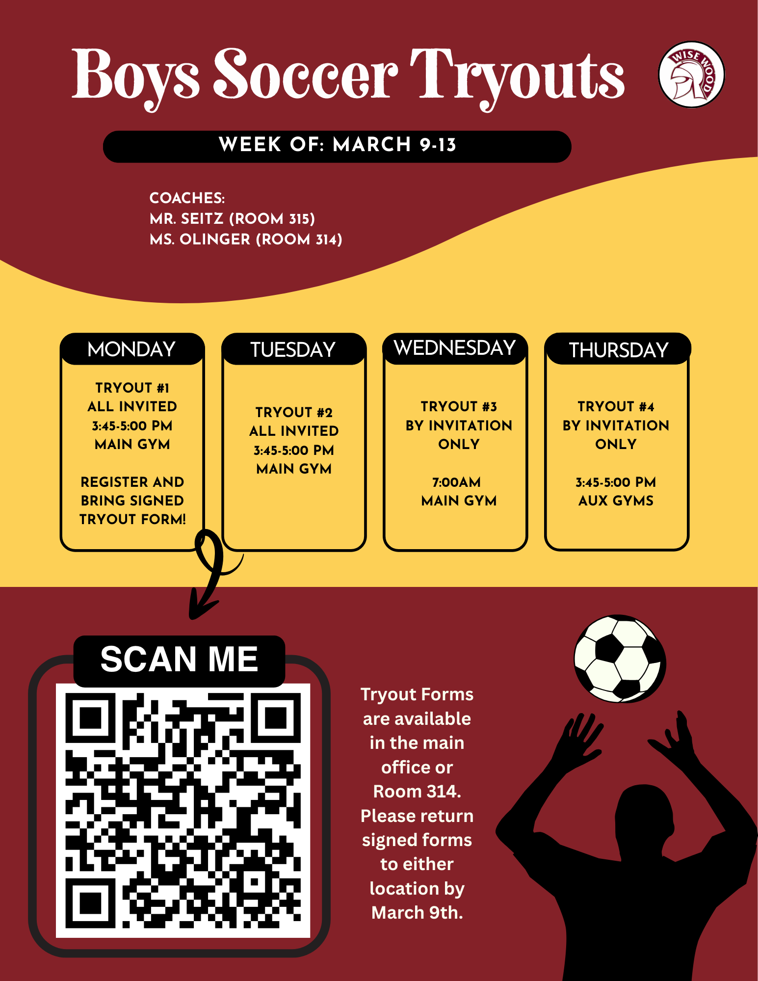 Boys’ Soccer Tryouts Week for March 9 13