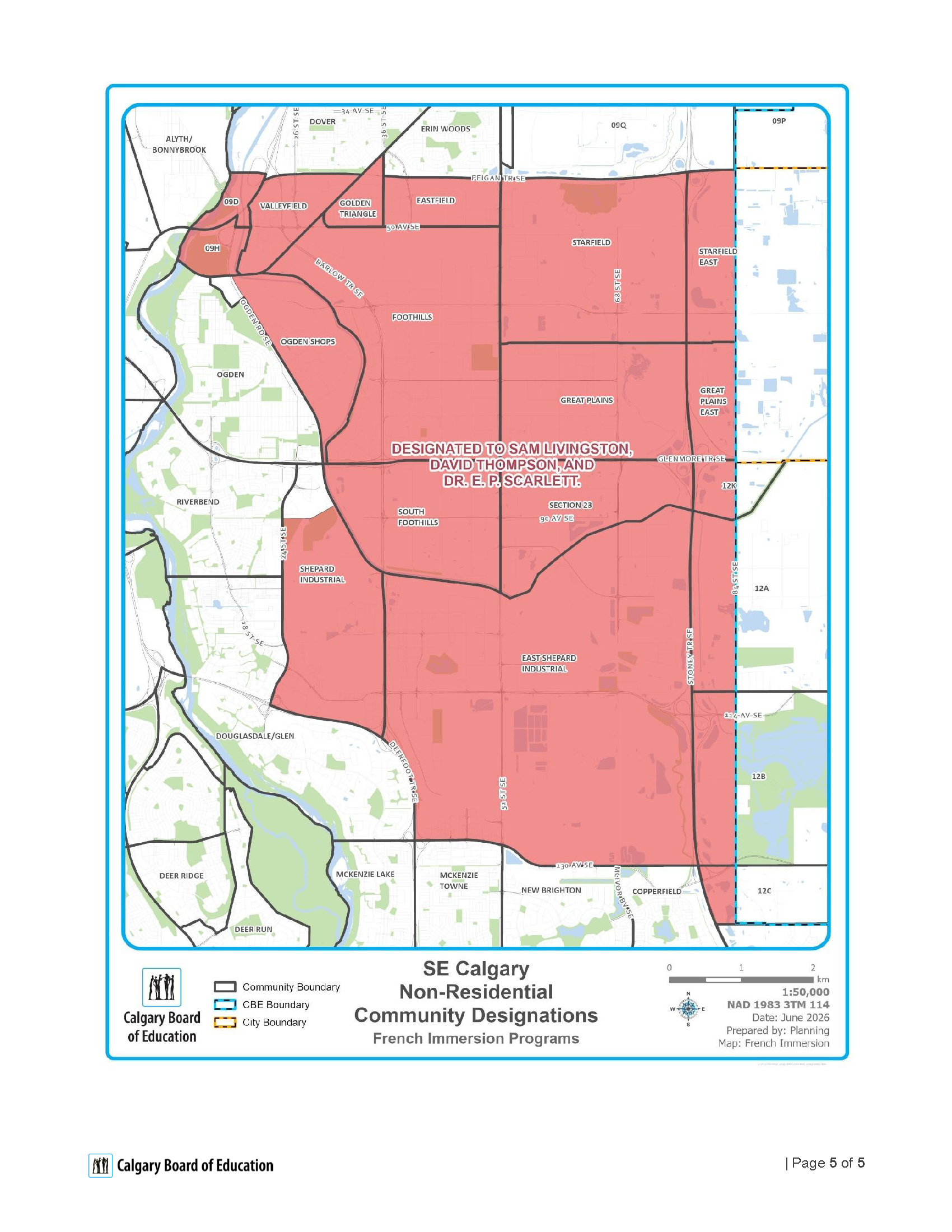 20260615 School Designations for Southeast Calgary Non Residential Communites Page 5 - Map