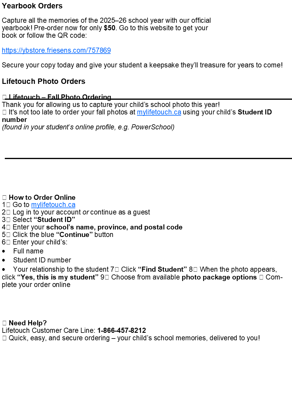 Yearbook and Lifetouch Ordering